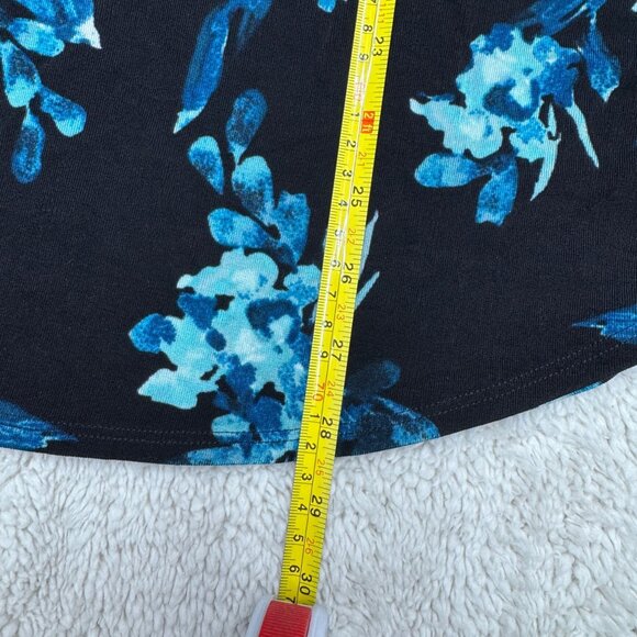 Chico's Travelers Black & Blue Floral Long Sleeve V-Neck Blouse Top Size 2 /US L - Picture 7 of 8